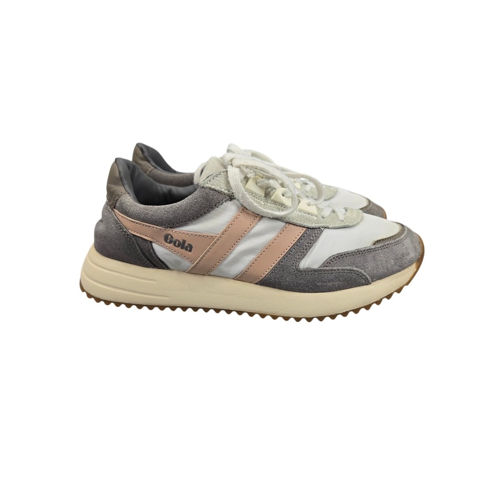 Gola Chicago CLB340 Womens Grey White Pink Retro Running Sneakers Size 7